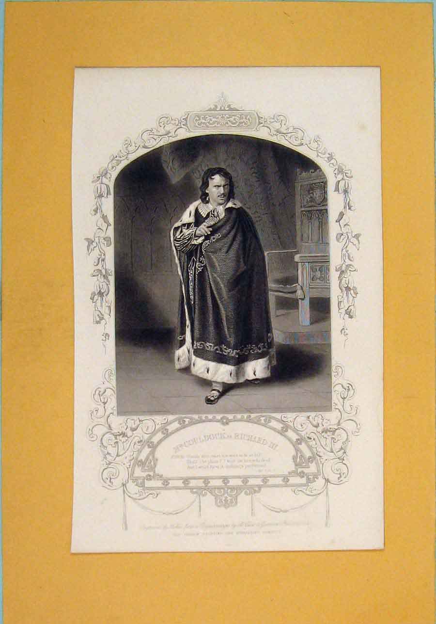 Original Old Antique Print Play K Richard Iii Couldock ActScCousin Cloak