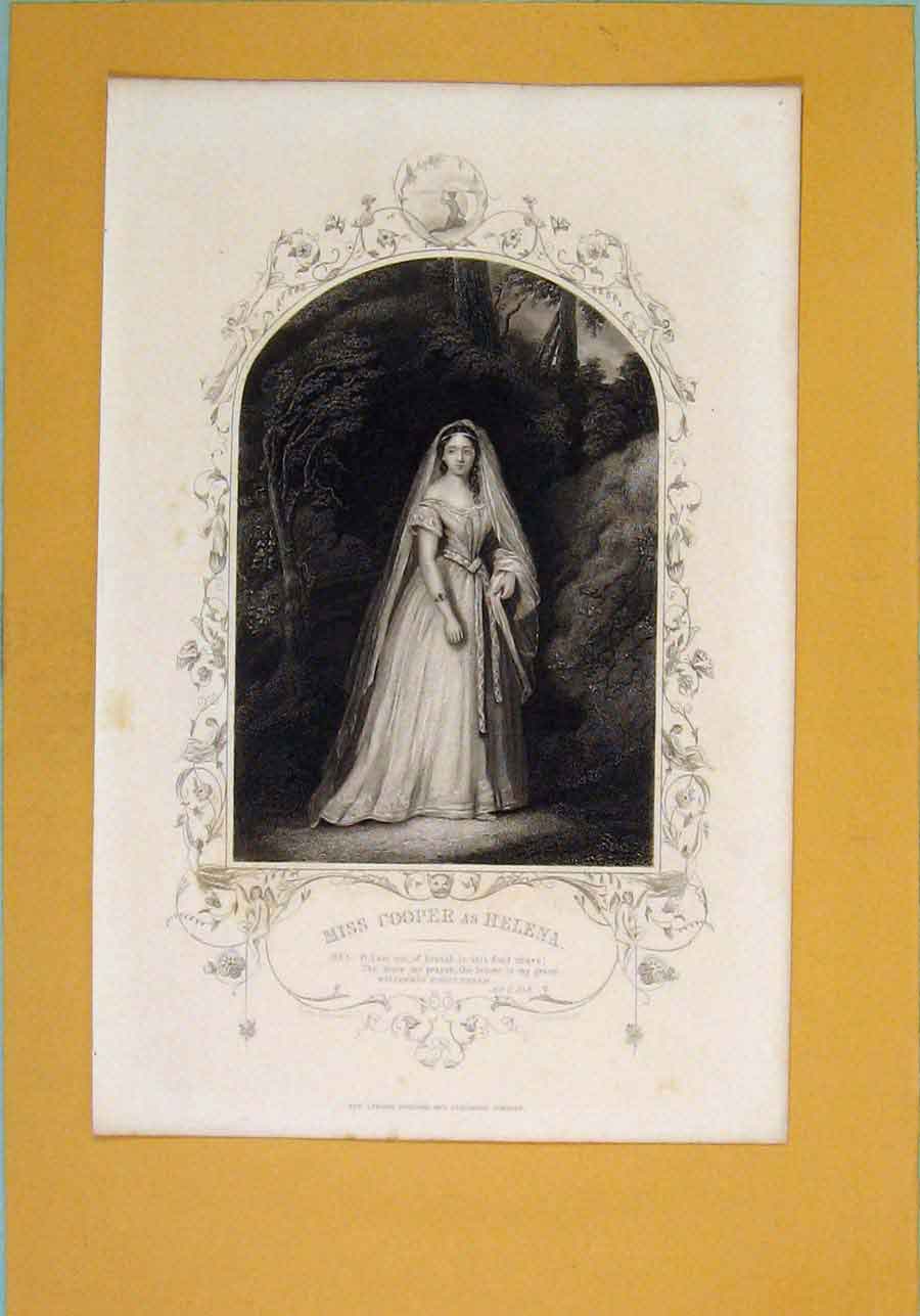 Original Old Antique Print Play Mid Summer Night Dream Helena Cooper ActSc
