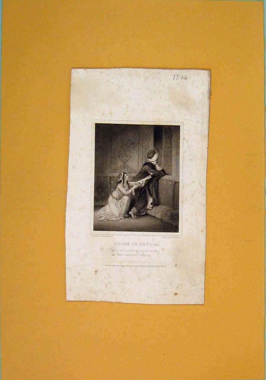 Original Old Antique Print Photo Bride Abydos Foolish Flowers 1814 19th Century