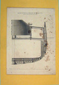 Old Antique Print Midship Section Iorn Cased Ship Design Architecture Art