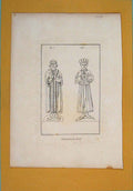 Original Old Antique Print Monutments Viii Fine Art Potrait Woman