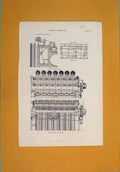 Original Old Antique Print Cotton Spinning C1868 Machine Design Art Victorian