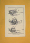 Original Old Antique Print Harvester Binder Architectural Design