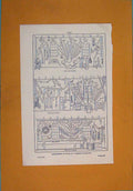 Original Old Antique Print Tolls Farmers House Workshop Design 1860 Victorian