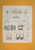 Original Old Antique Print C1790 Aeostation Aphis Abacus Tools 18th Century