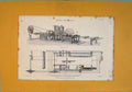 Original Old Antique Print Sawing Machinery Design Section View