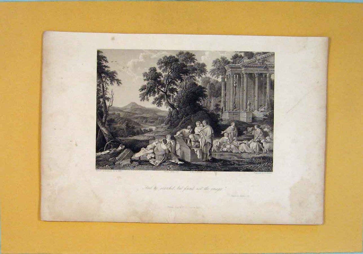 Original Old Antique Print Genesis Religious Biblical Fine Art C1840 Victorian