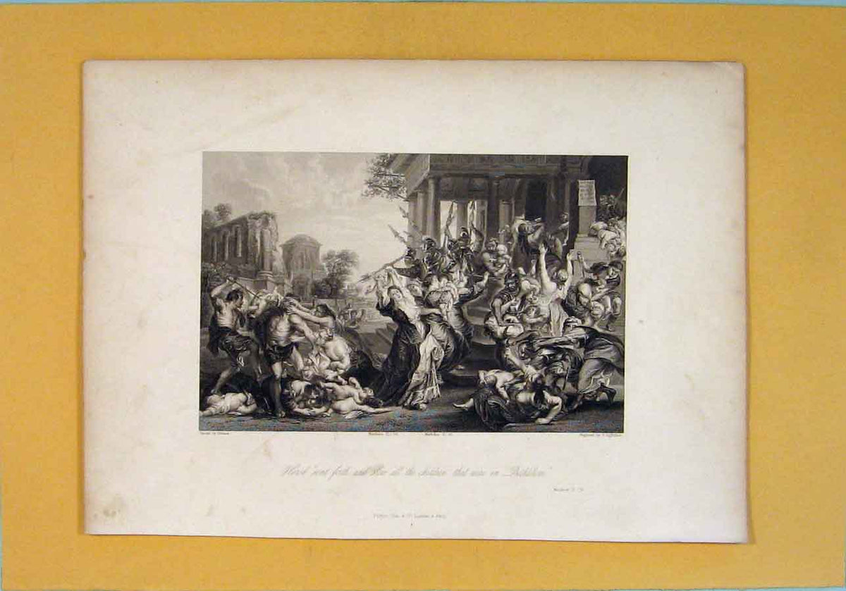 Original Old Antique Print Matthew Religious Biblical Fine Art
