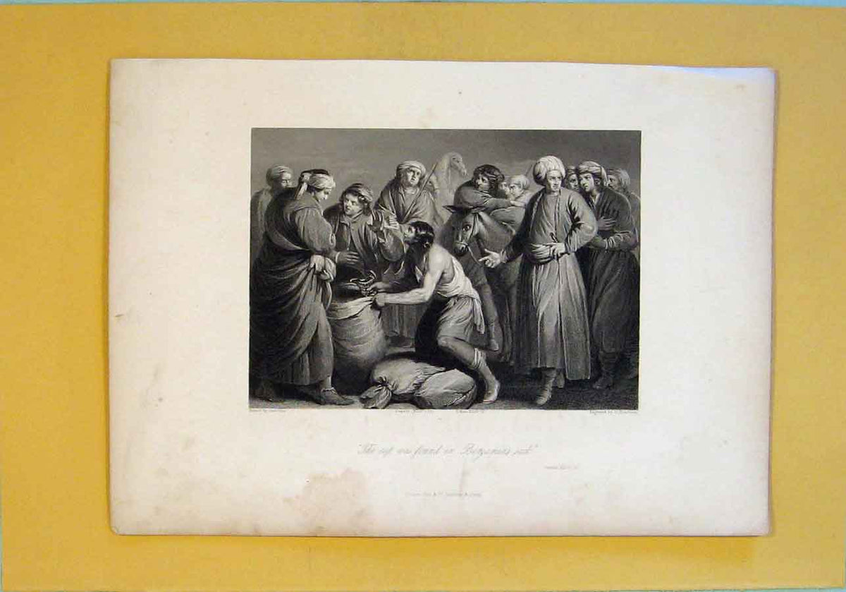 Original Old Antique Print Ref.57 Genesis Religious Biblical