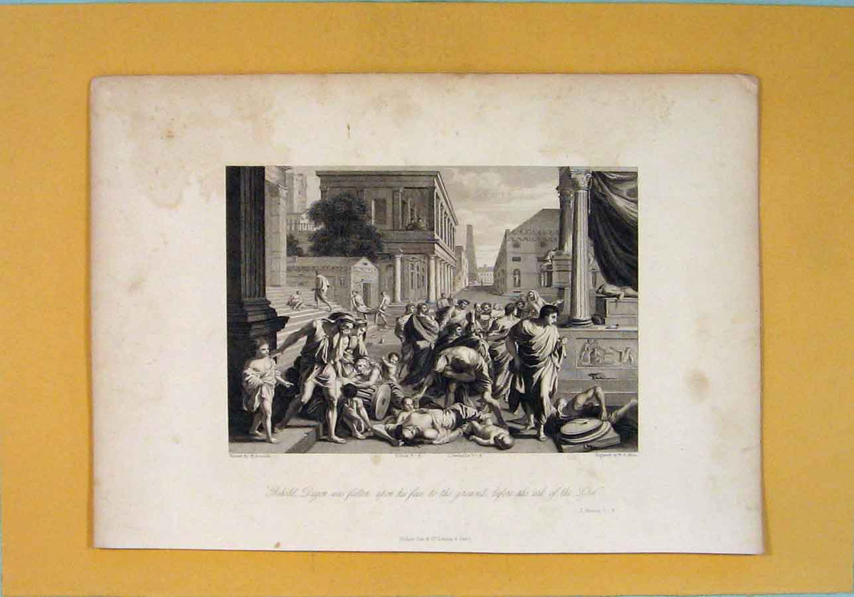 Original Old Antique Print Samuel Religious Biblical Fine Art 19th