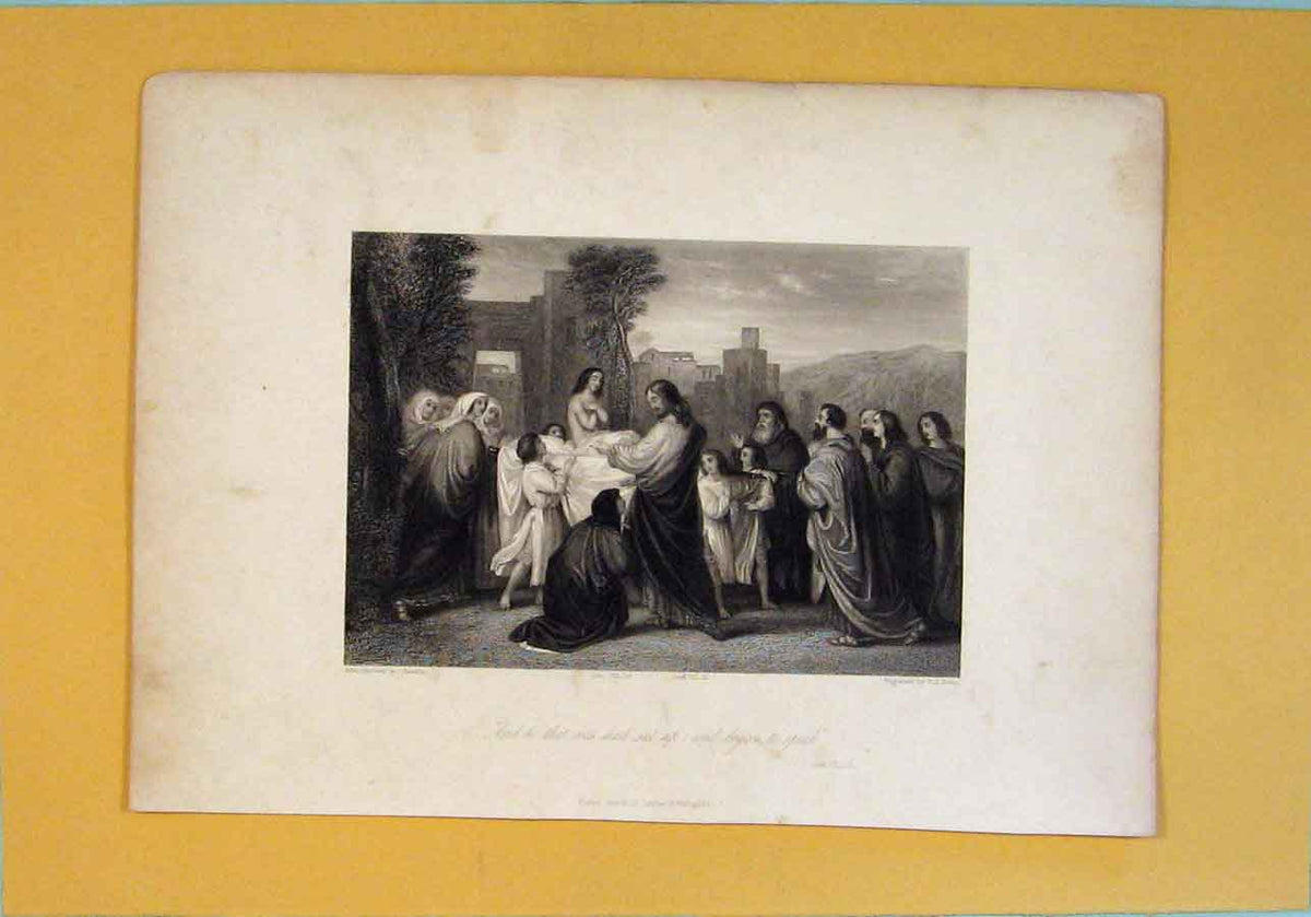 Original Old Antique Print Luke Religious Biblical Fine Art
