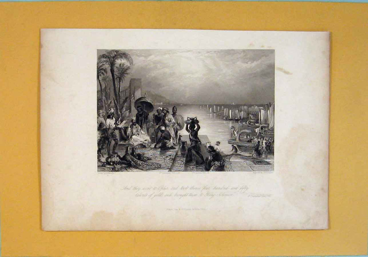 Original Old Antique Print Chronicles Religious Biblical Art