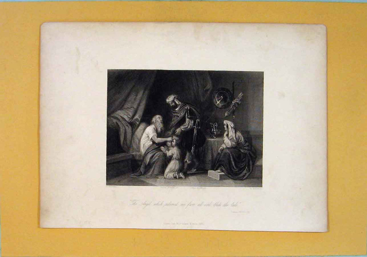 Original Old Antique Print Ref.60 Genesis Religious Biblical