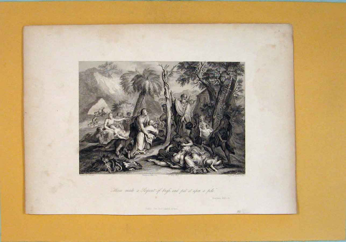Original Old Antique Print Religious Biblical Numbers Fine Art