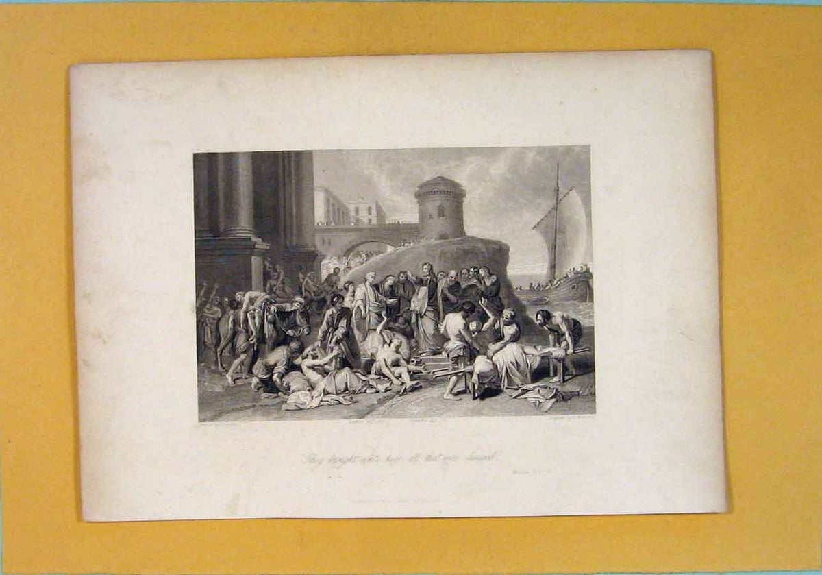 Original Old Antique Print Religious Biblical Matthew Fine Art