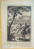 Original Old Antique Print Jacob Genesis Religious Biblical Art 1750