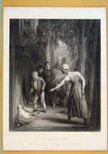Original Old Antique Print Negligent Boy Fine Art Mother C1860 19th