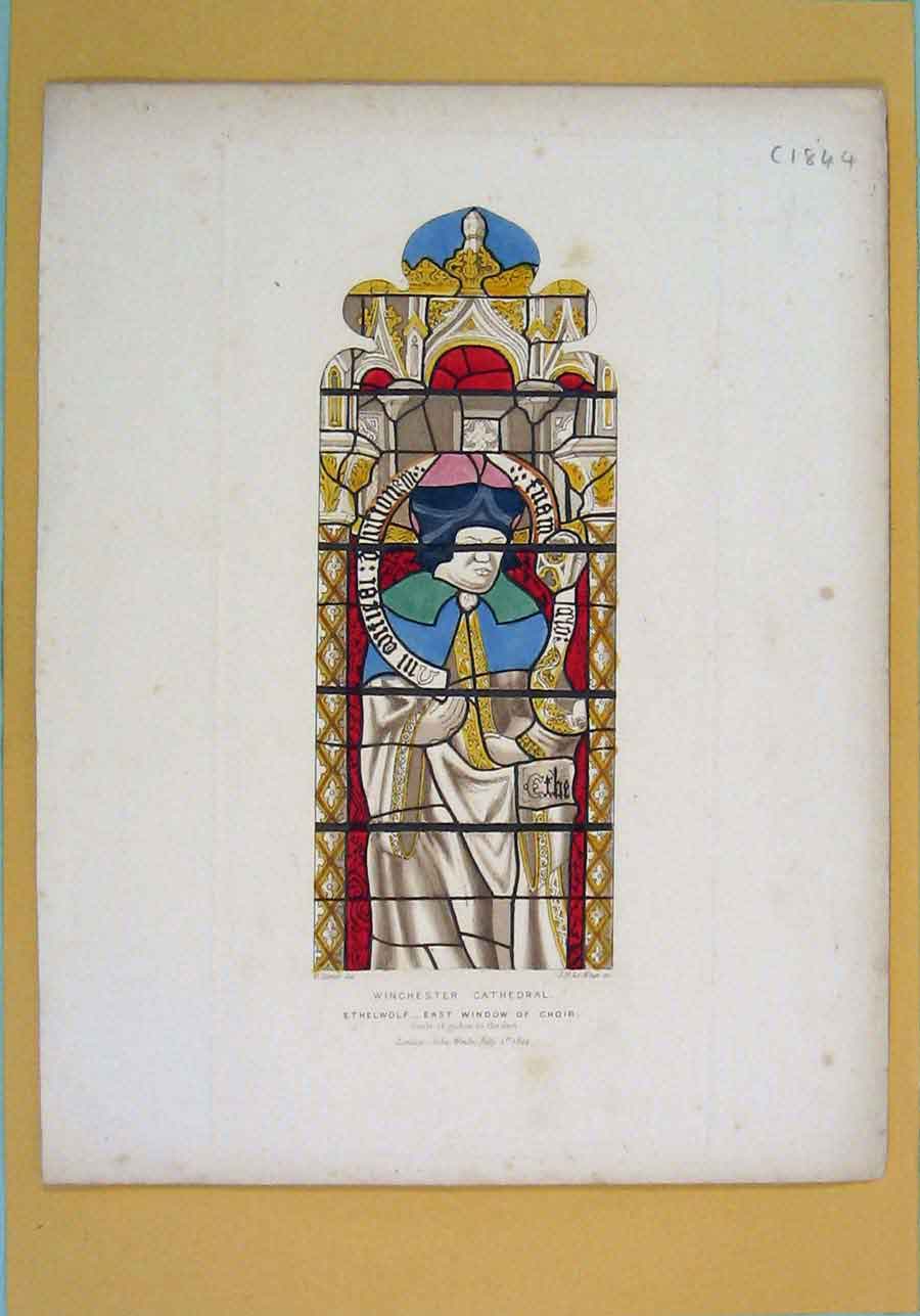 Old Antique Print Winchester Catheral Ethelwolf Religious Biblical C1844 19th