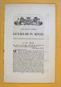 Original Old Antique Print Gulielmi Act Pensions Majesty C1836 19th Century