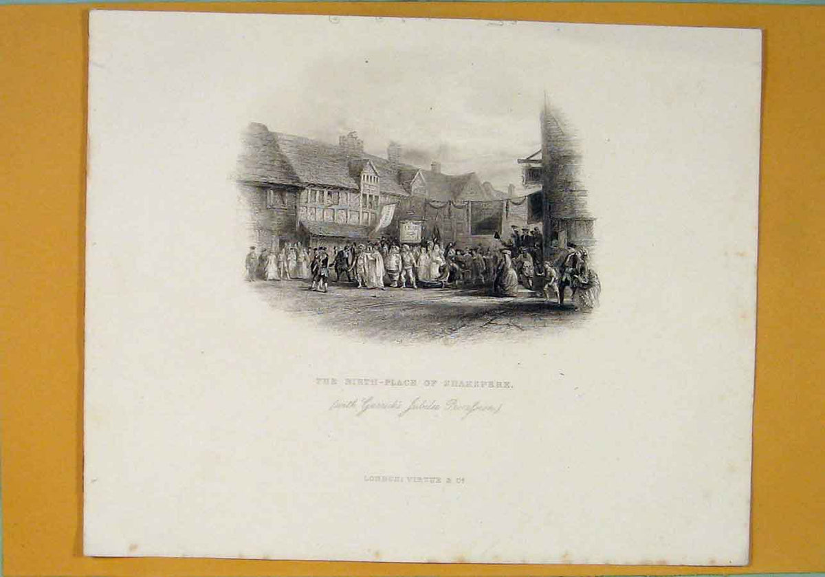 Original Old Antique Print Birth Shakspere Fine Art C1880 19th Century