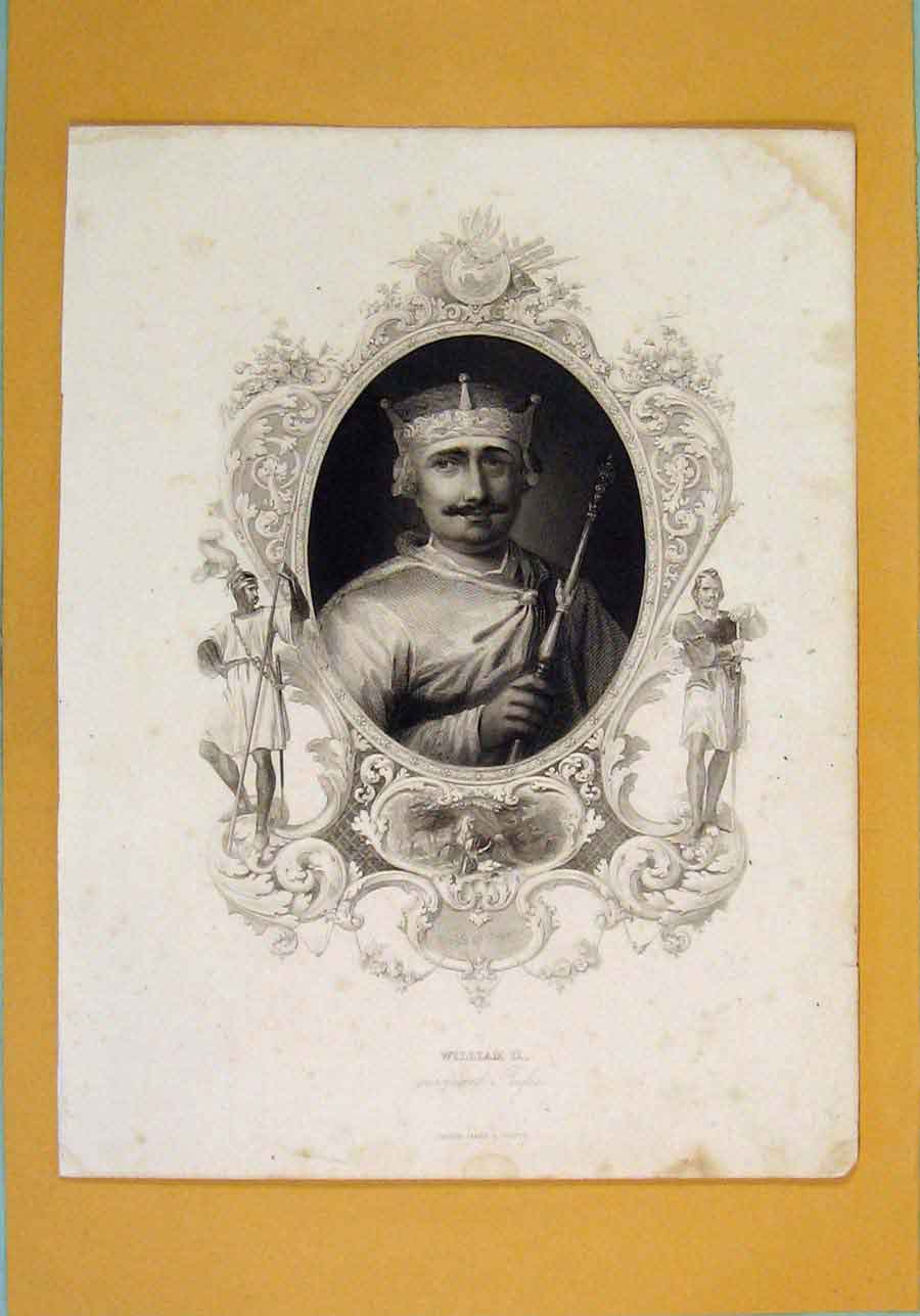 Original Old Antique Print William Ii Fine Art Portrait C1840 19th