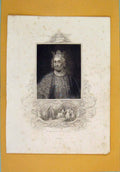 Original Old Antique Print John King Fine Art Portrait C1840 19th