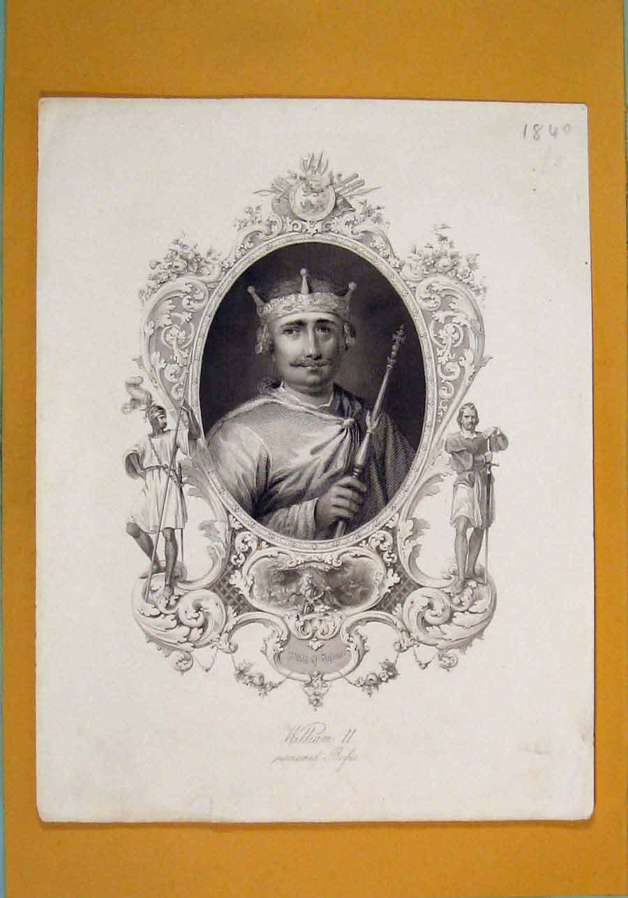 Original Old Antique Print William Ii King Fine Art Portrait