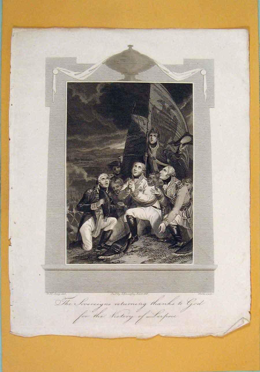 Original Old Antique Print Returning Soverigns Victory Leipsic Art