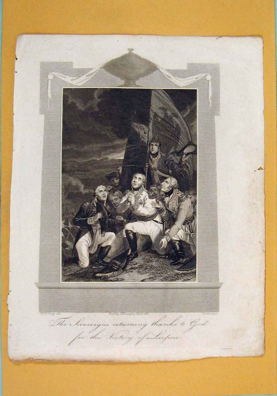 Original Old Antique Print Sovereigns Leipsic Victory Fine Art C1840 Victorian