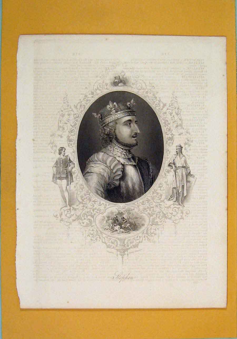 Original Old Antique Print Stephen King Fine Art Potrait C1840 19th
