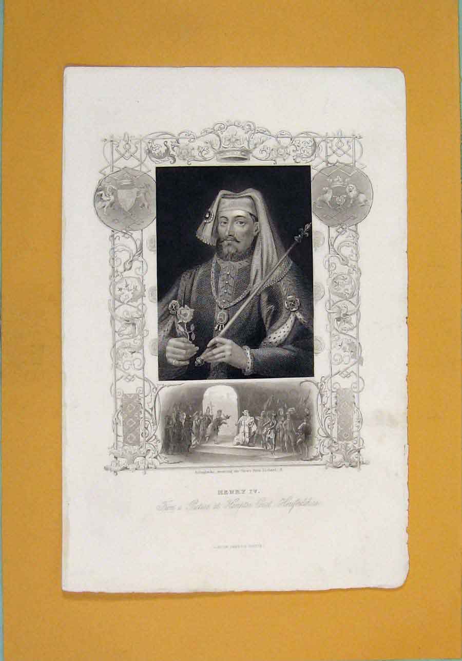 Original Old Antique Print Henry Iv King Fine Art Portrait C1840 19th