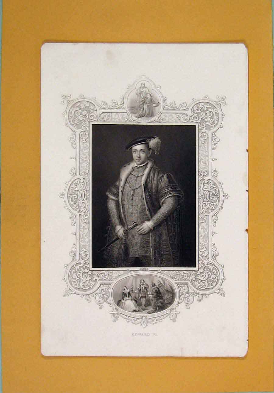 Original Old Antique Print Edward Iv Kingfine Art Portrait C1840 19th