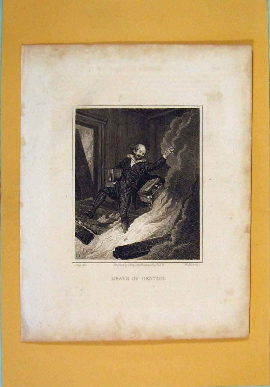 Original Old Antique Print Death Denton Fine Art C1809 19th