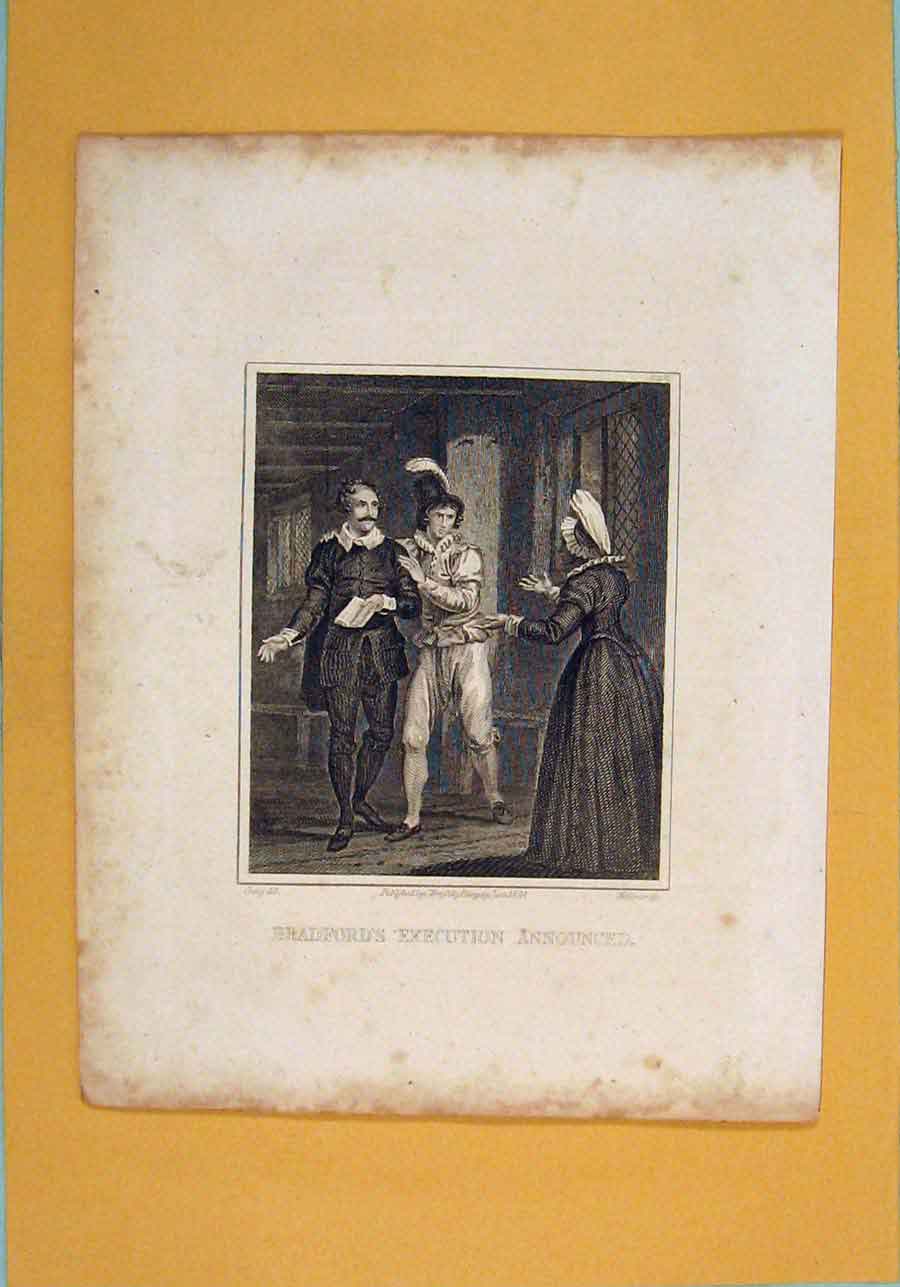 Original Old Antique Print Pradfords Execution Fine Art C1809 Napoleonic Era