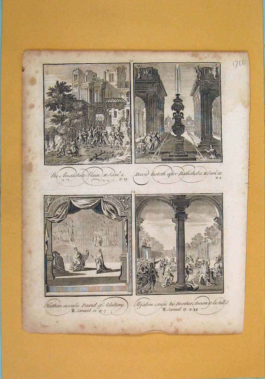 Original Old Antique Print David Nathan Religious Christian Biblical Victorian