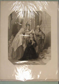 Original Old Antique Print Portugal Wedding Marriage Bride Princess 1840 19th