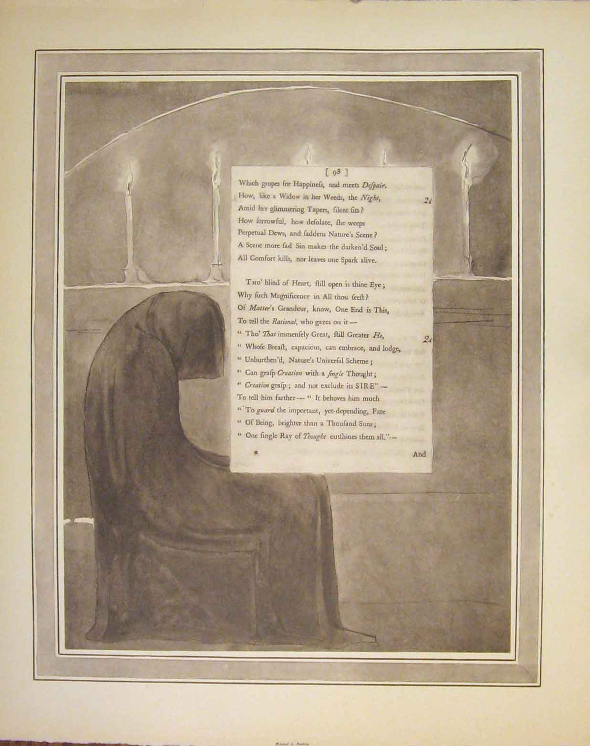 Original Old Antique Print Poem Poetry Art Artist Fine Writing