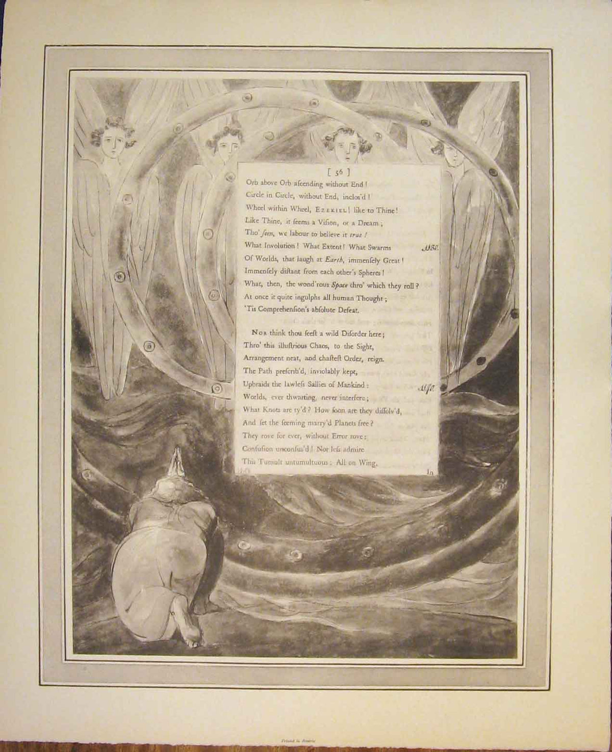 Original Old Antique Print Poem Poetry Art Artist Angel Praying Prayers