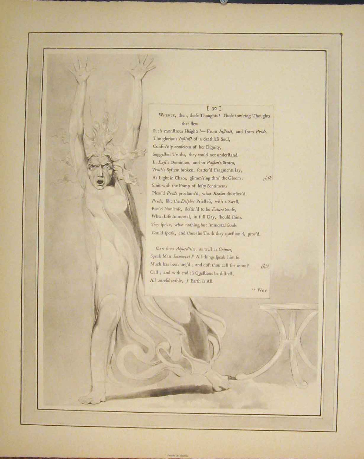 Original Old Antique Print Poem Thoughts Pride Poetry Woman Spirit