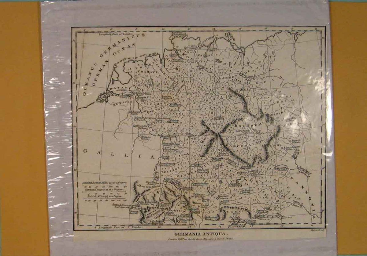 Original Old Antique Print Germania Germany German Geographical Map Maps C1807