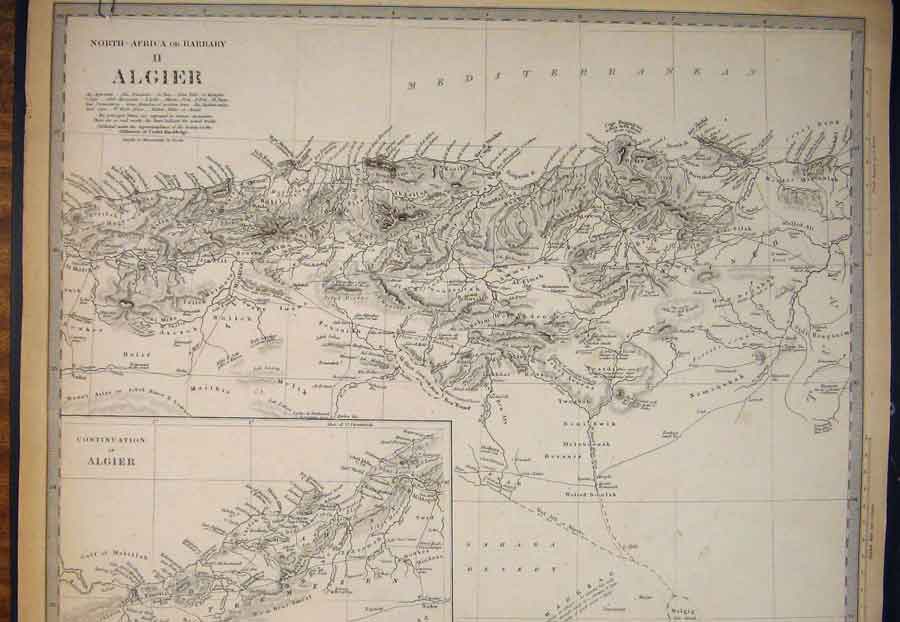Original Old Antique Print North Africa Barbary Marocco Map Maps Geographical