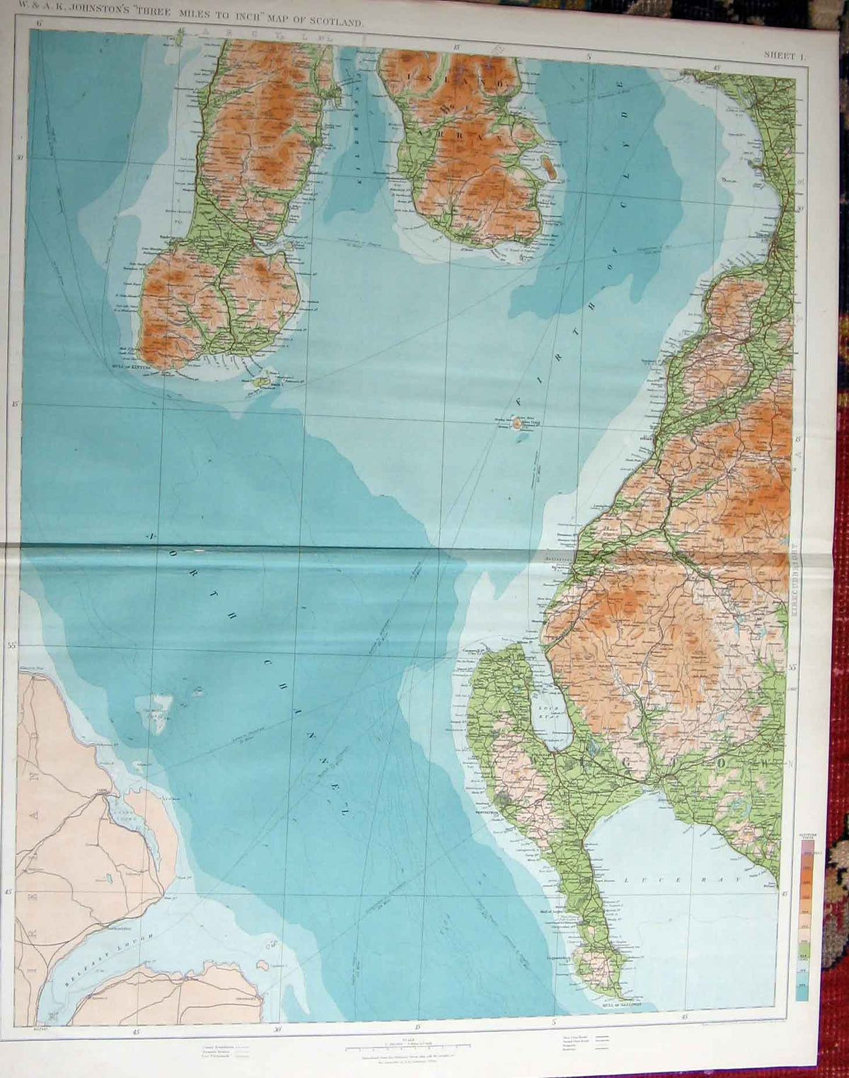 Original Old Antique Print Scotland Color Geographical Map Maps