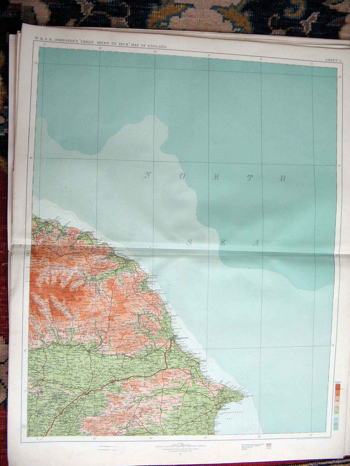 Original Old Antique Print England North Geographical Map Maps C1910 20th