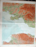 Original Old Antique Print England Channel Geographical Map Maps