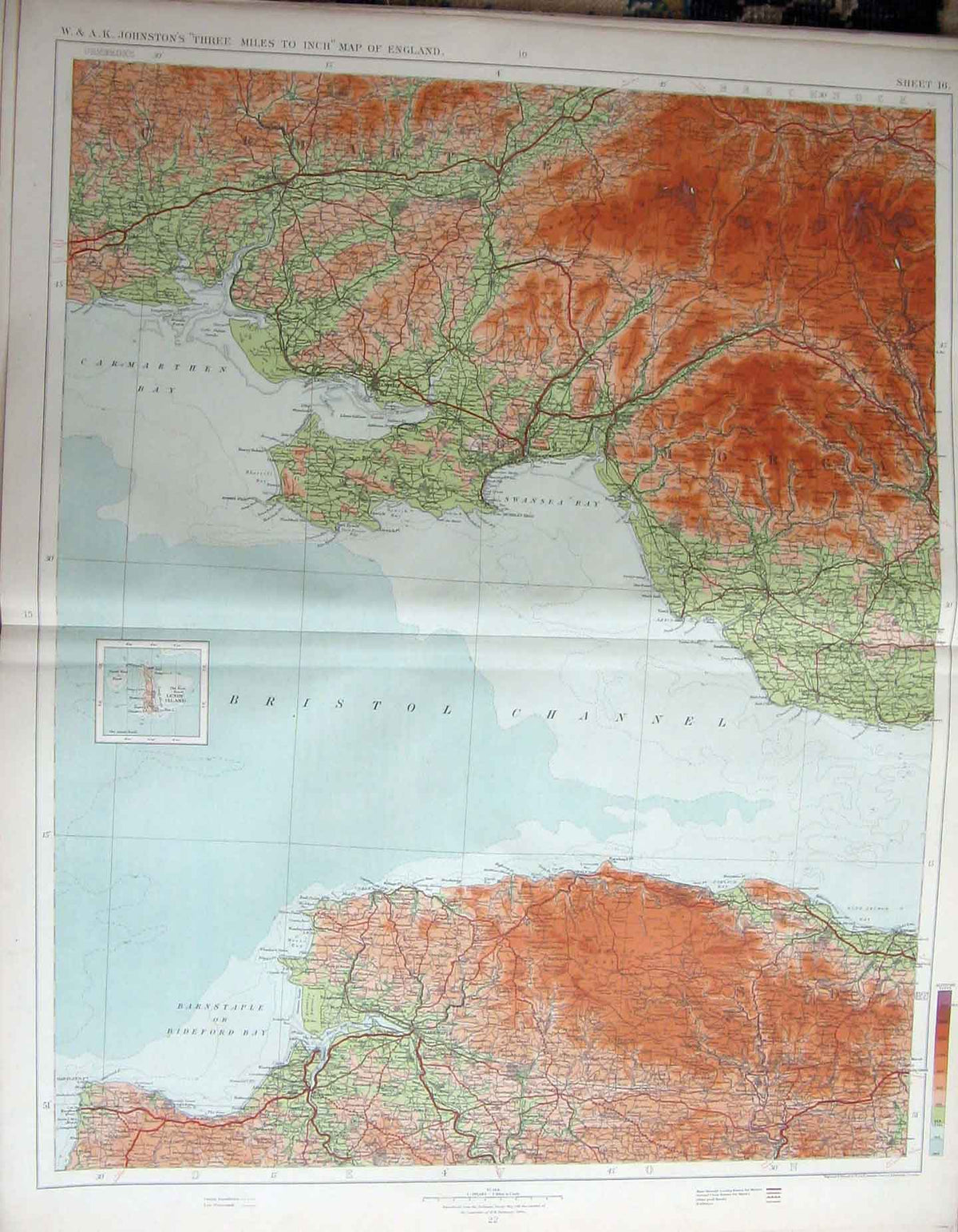 Original Old Antique Print England Channel Geographical Map Maps