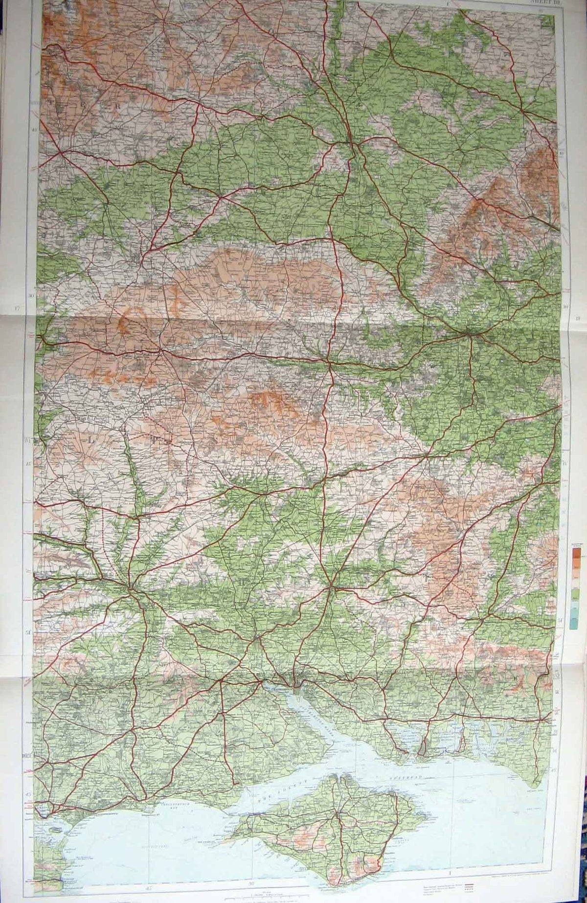 Original Old Antique Print England South Geographical Map Maps C1910 20th
