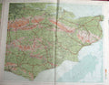 Original Old Antique Print Engalnd Wales Geographical Map Maps C1910 20th