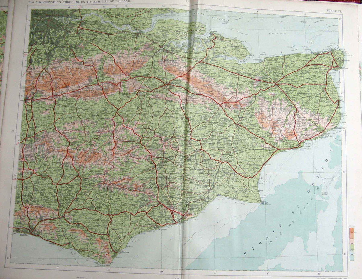 Original Old Antique Print Engalnd Wales Geographical Map Maps C1910 20th