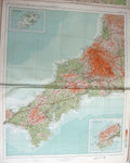 Original Old Antique Print England Wales Isles Geographical Map Maps