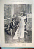 Original Old Antique Print Davis Ball Dance 1899 Christmas Lady Gentleman 1799